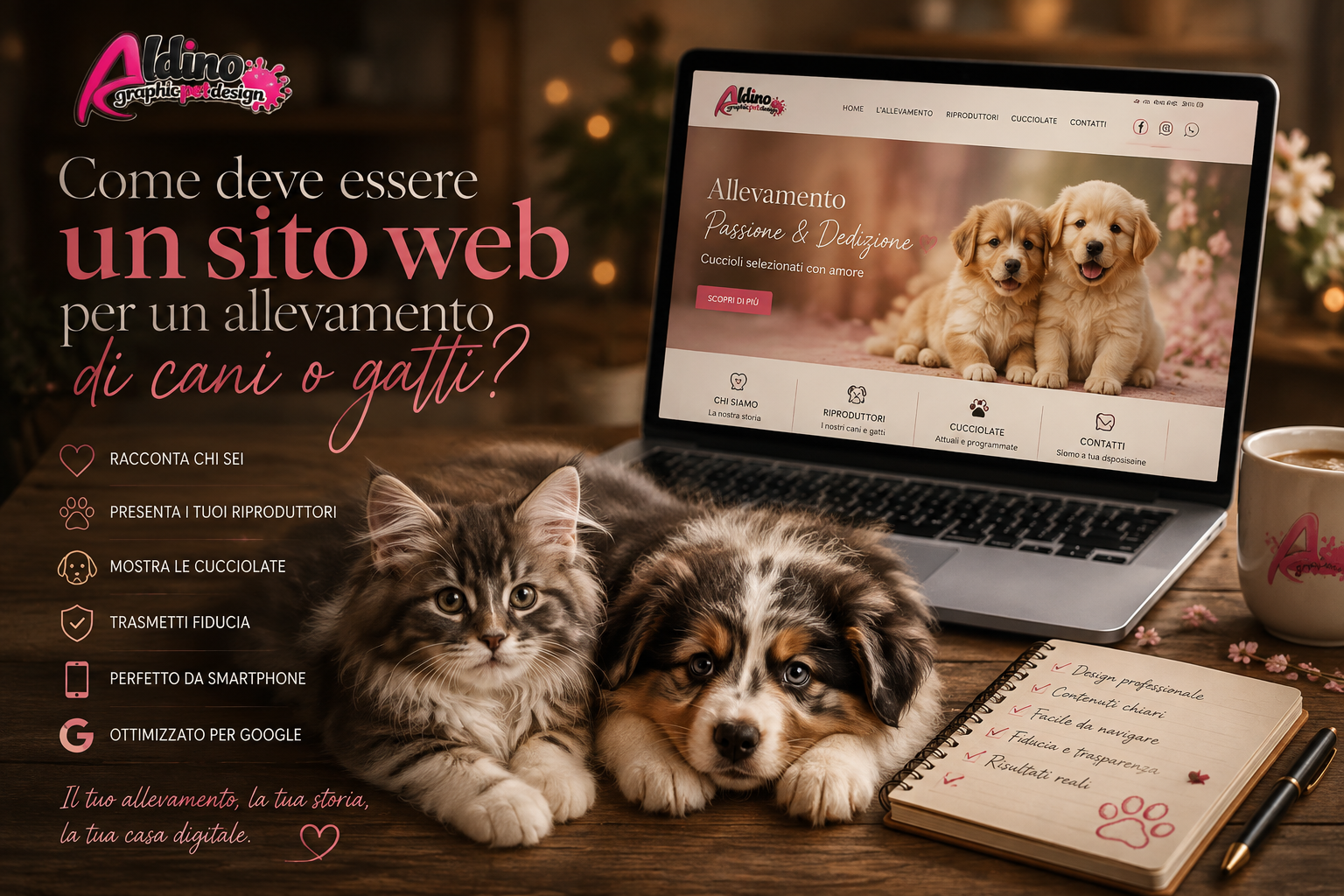 Sito web per allevamento di cani e gatti – Aldino Pet Design