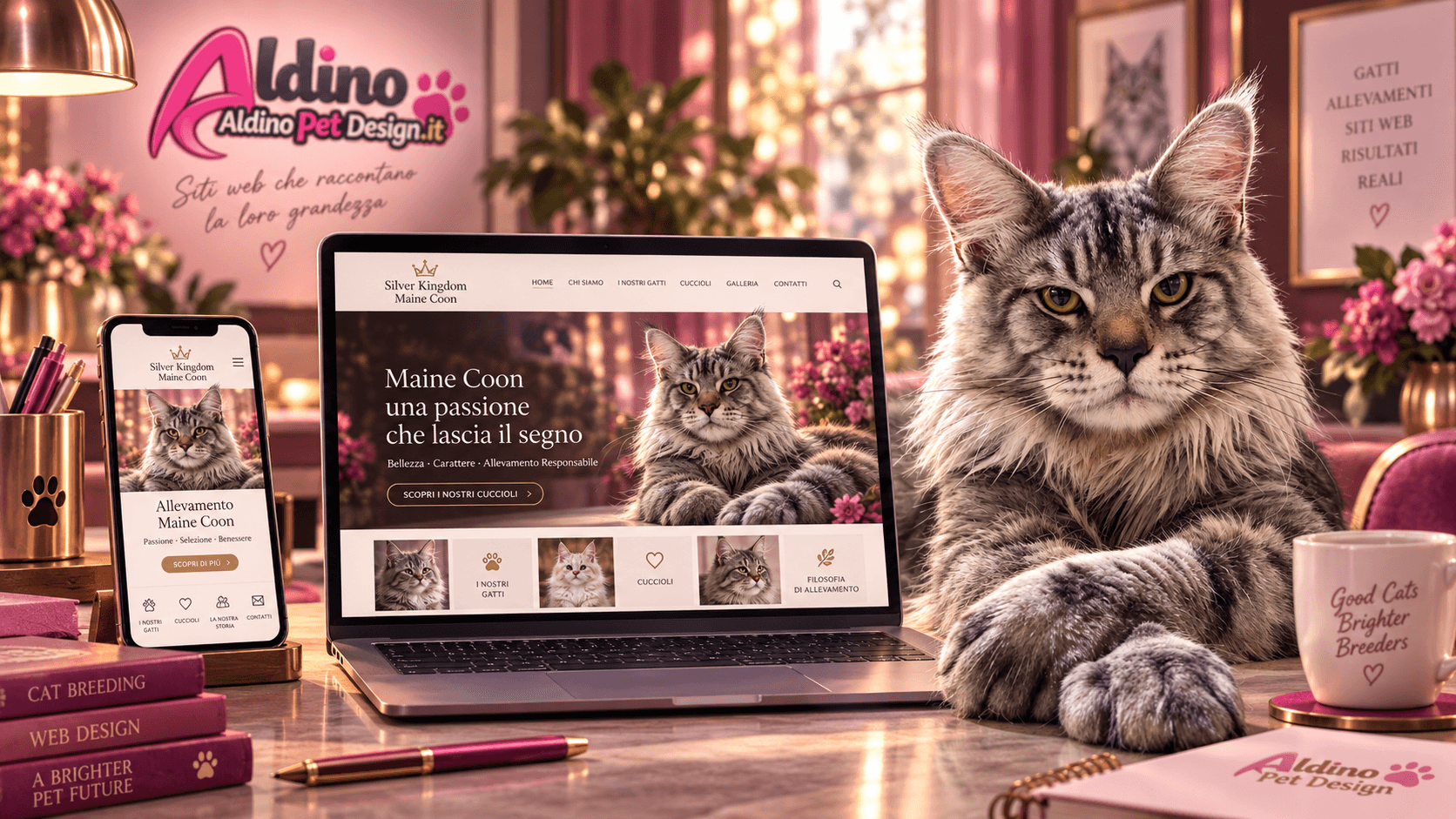 Siti web per allevamenti di gatti – progetto Maine Coon Dream by Aldino Pet Design
